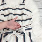 Crystal Doll White and blue Striped belted jumpsuit Photo 3