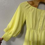 NEW Alieva Butter Yellow Tiered Midi Dress Off Shoulder Puff Sleeve Size Medium‎ Photo 3