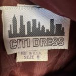 CITI DRESS Velvet Faux Fur Collar Mini Dress Women Size 8 Dark Brown VTG VINTAGE Photo 4