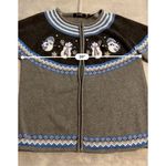 Vintage Fair Isle Snowmen Zip up Gray/Blue LARGE Gray Photo 6