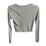 Topshop  Scalloped Hem Long Sleeve Cropped Top Gray Size 4 Photo 4
