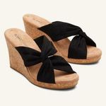 Toms Serena Cork Wedge Sandal platform heel black size 5.5 Photo 0