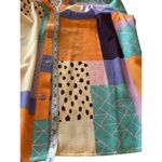 FATE. Multicolor Abstract Patchwork Long Puff Sleeve Ruffle Keyhole Blouse Size M Photo 7