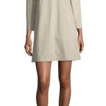Theory  Jullitah B Split-Front Poplin Tunic Dress 3/4 Sleeve Tan Neutral Size 2 Photo 0