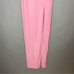 Lulus  Maxi Dress Thigh High Slit Pink Crepe Size Medium Square Neckline Cocktail Photo 5