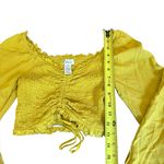 Japna Japan Smocked Long Sleeve Crop Top Golden Yellow Womens Size XS Photo 8
