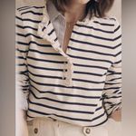 Sézane Sezane Gael Mariniere Striped Long Sleeve Top with Ruffles Photo 3