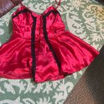Victoria's Secret Victoria Secrets Gold Label Red/ Black Satin Lace Slip Dress Size Medium Photo 1