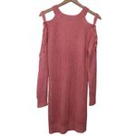 Boston Proper  Ribbed Sweater Dress Cold Shoulder Lace Up Sz S Pink Resort Preppy Photo 1