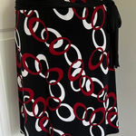 Wrapper Y2K BLACK AND RED  ABSTRACT PRINT MIDI‎ SKIRT Photo 0