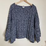 POL Oversized Two Tone Chunky Knit Crochet Black Sweater Photo 2