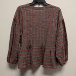 Madewell Shirt Women's Large Grey Red Striped VNeck Long Sleeve Cotton Blend Photo 4