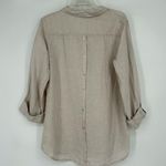 Sigrid Olsen Linen Button Up Shirt Beige Button Back
Roll Tab Sleeves Size M Photo 1