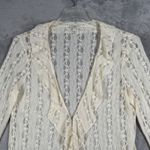 J Jill Lace Cardigan Womens L‎ Ivory Sheer Ruffle Romantic Boho Cottagecore Size L Photo 3