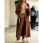 ANINE BING  Brown Faux Leather Pants MEDIUM Tapered Trouser Office Designer $349 Photo 5