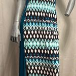NY & Co Sleeveless Maxi Dress Blue Flowy Boho Western Aztec Coastal Cowgirl Sz M Size M Photo 0