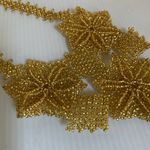 Handcrafted Mexican Gold Beaded Necklace & Earrings Set Floral Artisanal Jewelry Photo 6