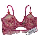 For Love & Lemons Bra Womens 38C Pink Floral Hibiscus Embroidery Underwire Mesh Size undefined Photo 2