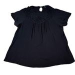 Torrid  Black Lace Up Lace Round Neck Boho Top Sz 4 Photo 0