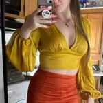 SheIn Mustard silk top Photo 8