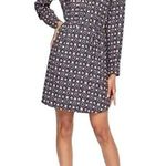 Loft Ann Taylor  Geometric Floral Shirt Dress Pink Gray Long Sleeve Women’s XS/S Photo 0