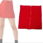 Urban Outfitters  red mini‎ skirt front zipper rib knit large Photo 1