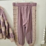 Love Shack Fancy  Jogger Lilac Chunky Bauble Knit Ribbed Alpaca/Wool Lounge Set L Photo 9