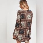 Lulus Women’s Med Mini Dress Floral Patchwork Boho Ruffle Hem & Wide Sleeves NWT Photo 1