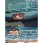 Liz Claiborne NWOT Accessories Teal Croc Embossed Mini Handbag Bow & Tassel Photo 2