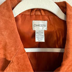 Chico's Chico’s Women’s Jacket Collared Orange Leather Suede Button Pockets Lined Size L Photo 8