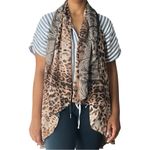 Sheer Chiffon Leopard Print Sleeveless Draped Open Front Topper Layering Piece Brown Size undefined Photo 10