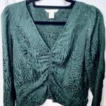 H&M Jacquard-Weave Satin Effect V-neck Blouse Subtle Leopard Print Photo 12