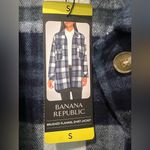 Banana Republic NWT Oversized  Navy and White Plaid Button Down Shirt Jacket Photo 7