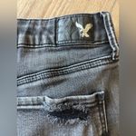 American Eagle  Outfitters Black Jean Shorts Frayed Hem Size 6 Super Stretch Photo 3