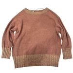 Free People Oversized Knit Sweater Rust Orange Textured Ribbed Band Size XS Photo 0
