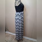 No Boundaries  Black and White Strapless Chevron Dress Photo 8