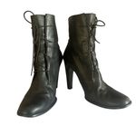 Vanessa Bruno Tie High Heel Witch Granny Boots in Black Leather Size 40/ US 9 Photo 1