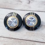 Vintage Stud Earrings For Pierced Ears Large Statement Retro Black Photo 0