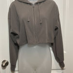 Wild Fable  Gray Corduroy Cropped Zip Up Hoodie Size M Womens Crop Photo 0