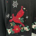 Dress Barn Vintage Women's Black Cardinals Embellished Holiday Sweater Size L Photo 4