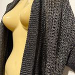 Apt. 9  Metallic Dark Gray Open Knit Cardigan Women’s Size L Half Sleeve Sweater Photo 5