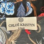 Chloe Kristyn Fleur Noir Erin Blouse Floral Long Sleeve Satin Boho Viscose XS Black Photo 8