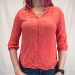 Stylus Women's Textured Lace Detail Blouse M Med Medium Coral Salmon Pink Orange Photo 0
