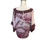White House | Black Market Kimono Blouse Size Small Fiji Sunset Midnight Orchid Photo 1