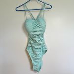 Source Unknown Women’s One Piece Crochet Sheer Swimsuit Button Detail Adjustable Straps Size 10 Photo 6
