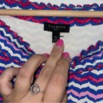 Talbots  Dress Medium Petite Blue,  Pink, Purple Striped Short Sleeves Ruffle NWT Photo 3