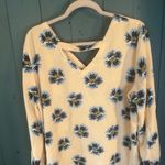 Loft Light Pink and Blue Floral V-Neck Blouse | Women’s Size XL Photo 2