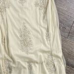 Vintage Stenay Maxi Dress 10 Cream Sheer Beaded Fairy Y2K Rayon Evening Gown Photo 8