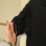 Carmen Marc Valvo Carmen  Black Draw String Sleeve Tee Size Large Photo 6