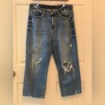 Judy Blue  Light Blue High-Waist Distressed Cropped Wide Leg Jeans.   Size-15 Photo 2